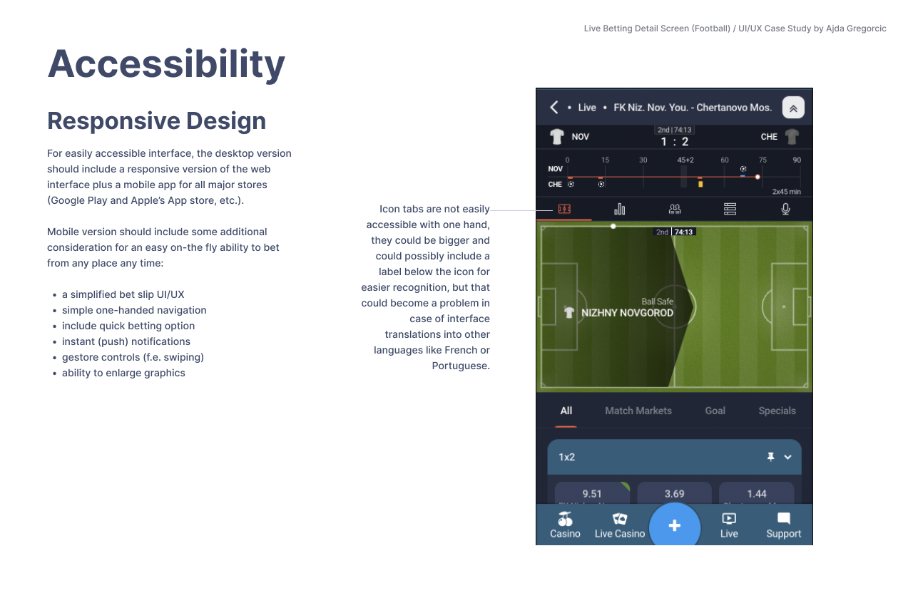 Accessibility findings from the UI/UX study.