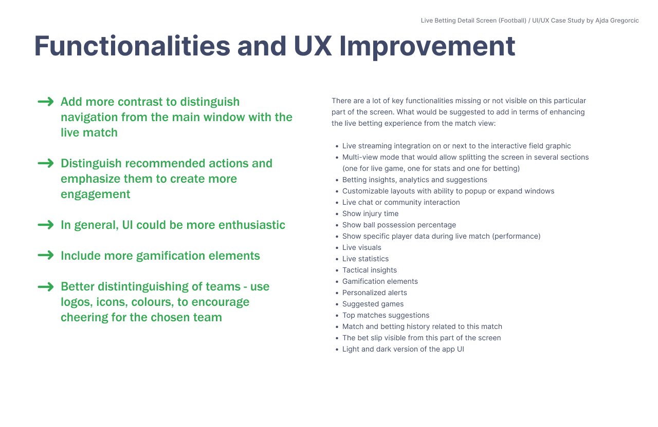 Functionalities reviewed as part of the study.