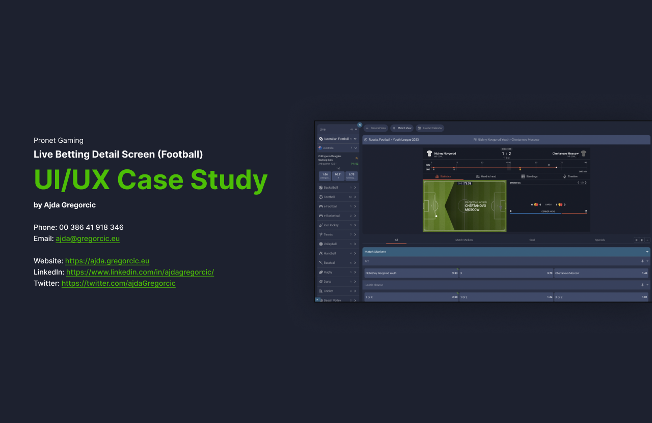 Introduction slide from a UI/UX study of a live betting interface.