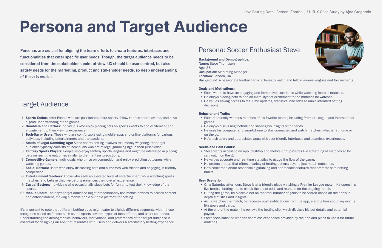 A user persona created for the study.