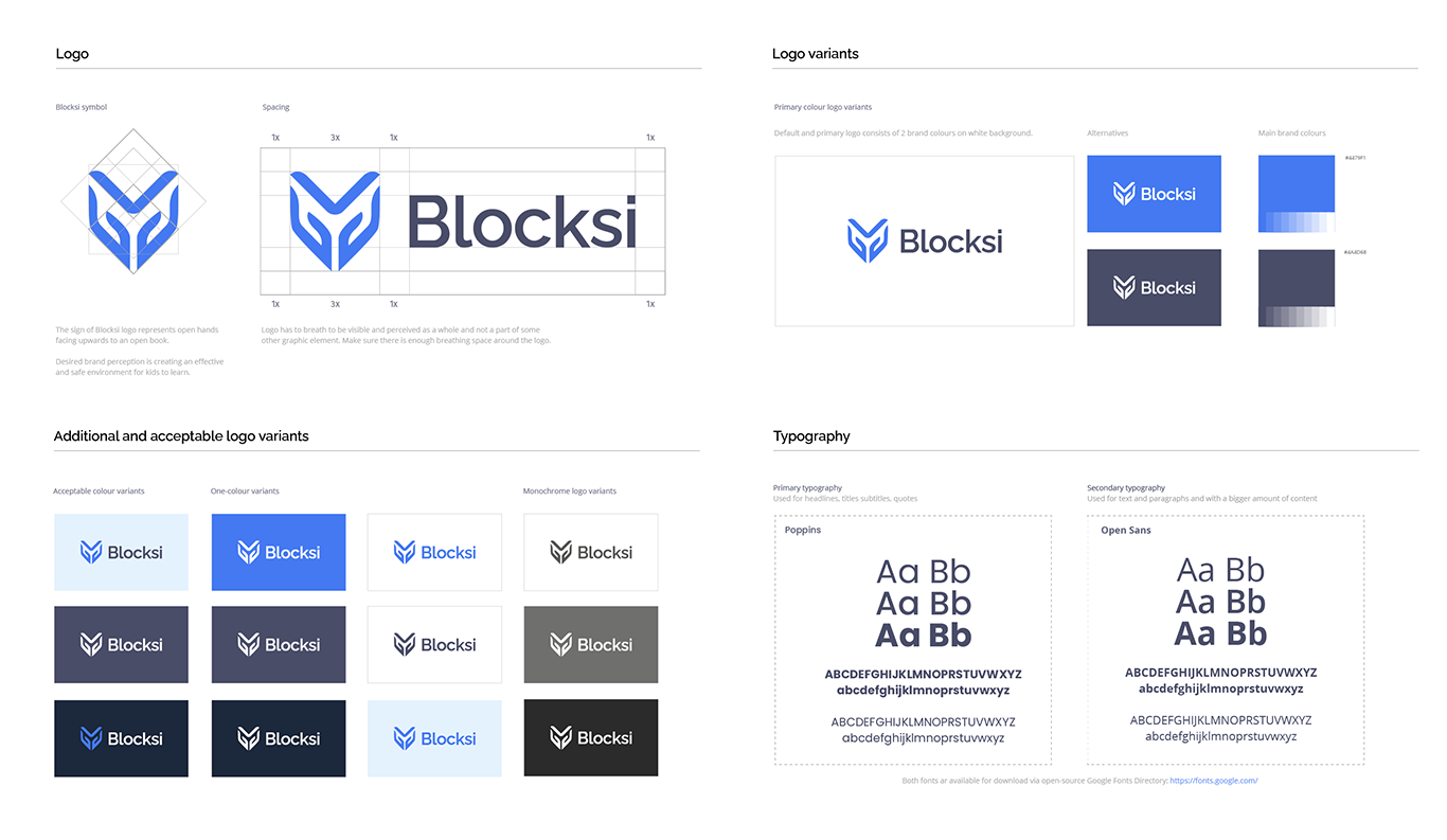 Blocksi logo and brand identity design concepts.