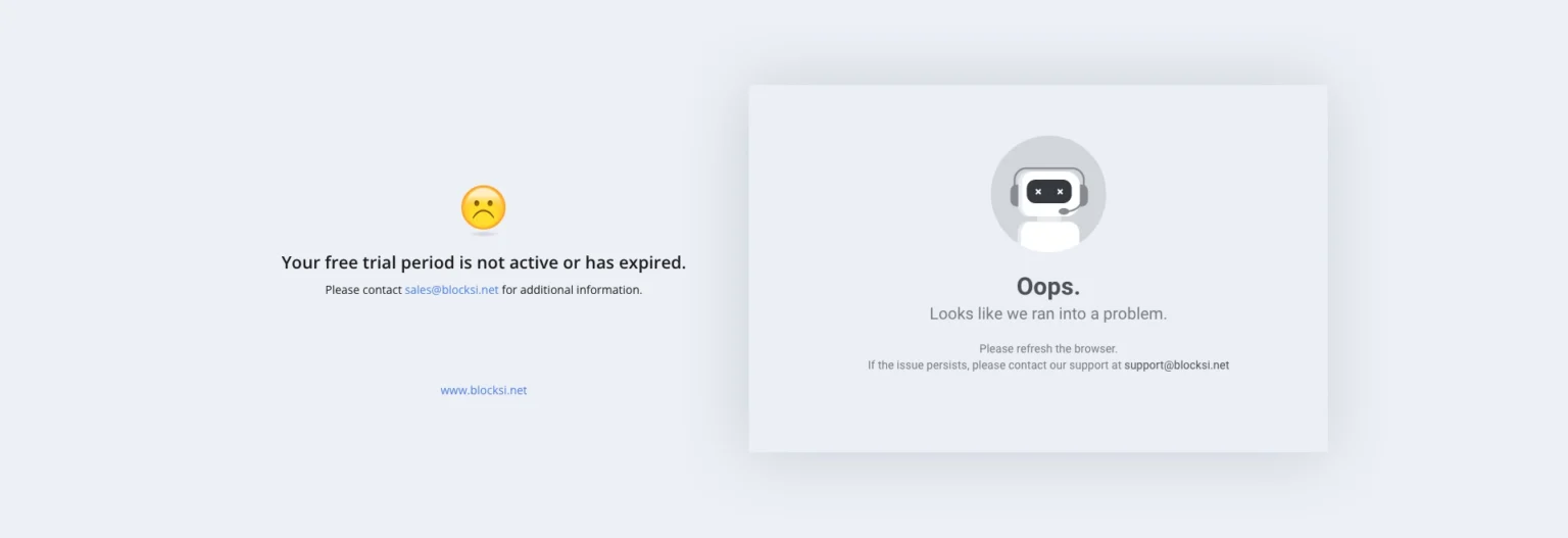 Blocksi dashboard trial-expired screen.