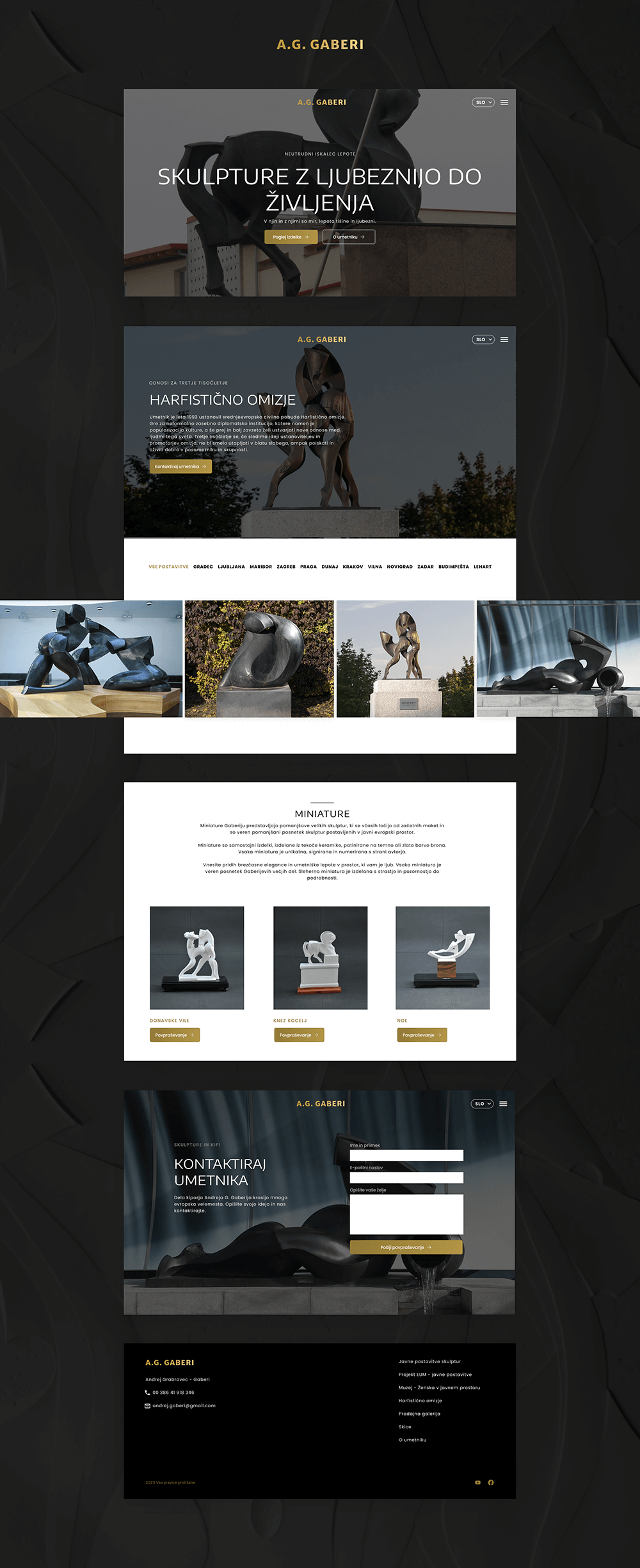 Long-form overview of the Gaberi website design.