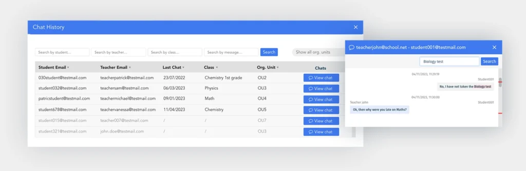 Chat history search feature